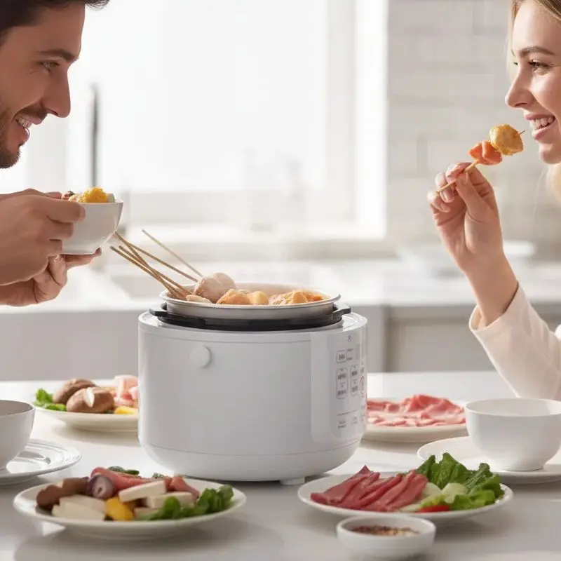 ماكينة طهي صغيرة متعددة الوظائف سعة 2 لتر، دور مزدوج كطباخ ضغط كهربائي وطباخ أرز