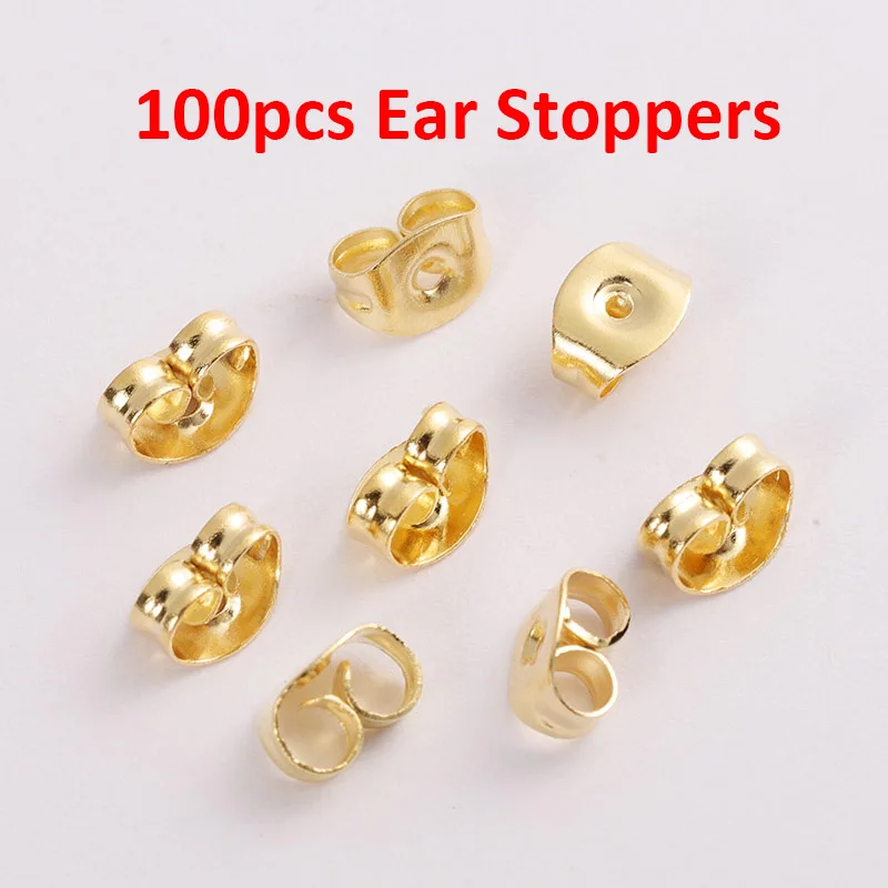 100 Stück Goldene Edelstahl-Ohrstecker 3-8mm mit Flachkopf, DIY Runde Ohrring-Rohlinge, Ohrstecker-Basen für Schmuckherstellung, Ohrring-Verschlüsse