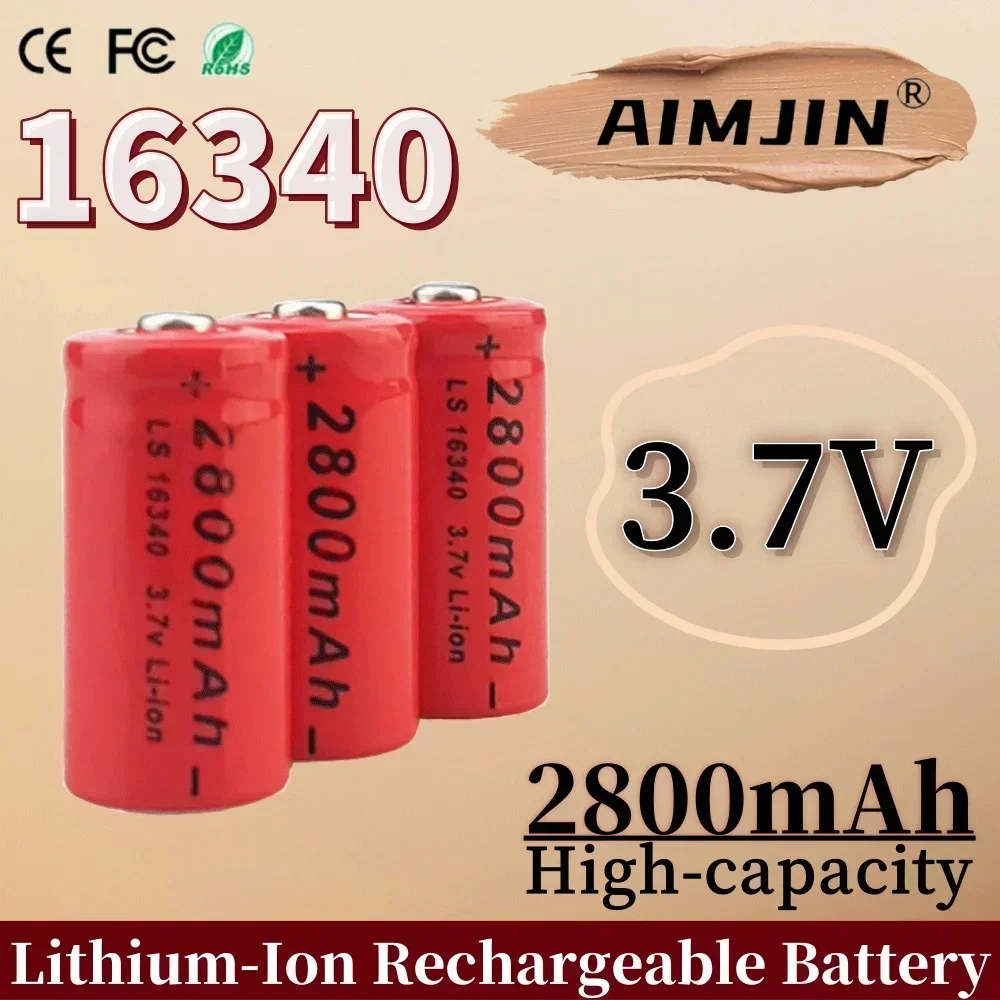 

3.7V Li-ion Rechargeable 2800mAh 16340 Batteries CR123A Battery For LED Flashlight Travel Wall Charger For 16340 CR123A Battery