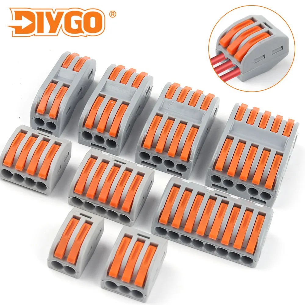 50PCS 21/22 Series Compact Cable Wire Conductor Connector 2/3/4/5/8 Ports Universal Fast Push-in Terminal Block 0.08-2.5(4.0)mm2