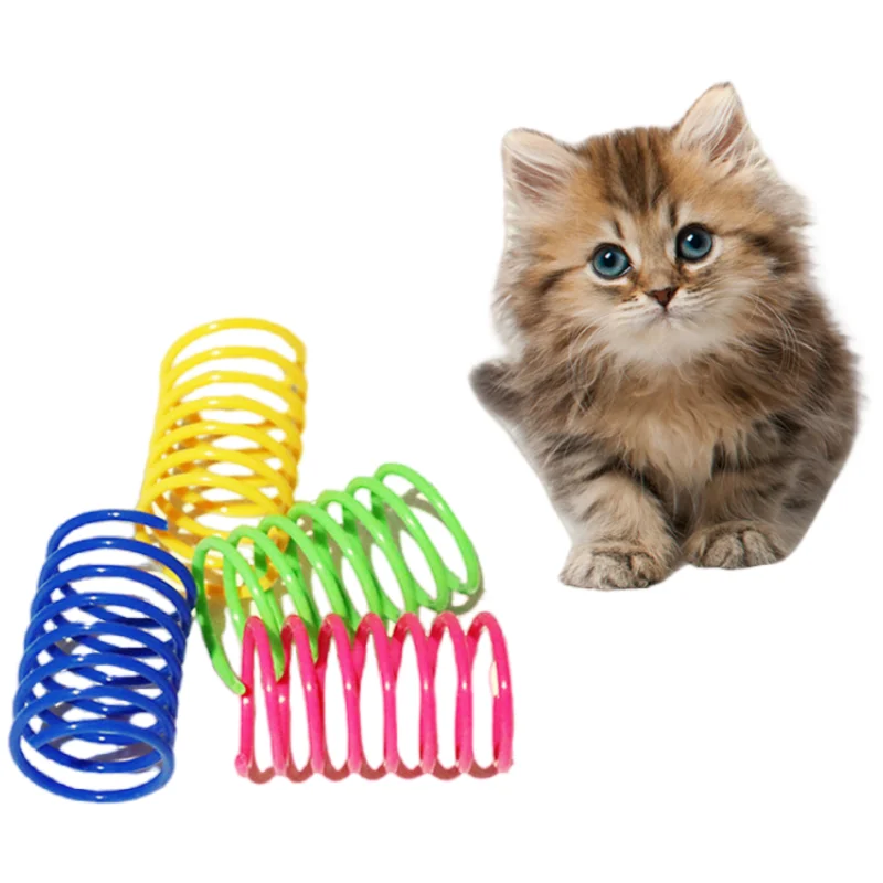 

4Pcs Colorful Cat Toys Plastic Springs Teasing Cat Toys Hunting Interactive Spiral Springs Kitten Interactive Toys Pet Supplies