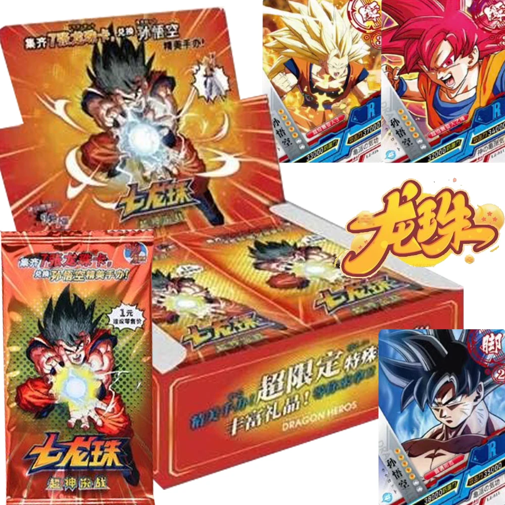 Genuine Little Dinosaur Dragon Ball Game Collection Card Son Goku Character Combat Power Value Flash Card Birthday Gift for Kid