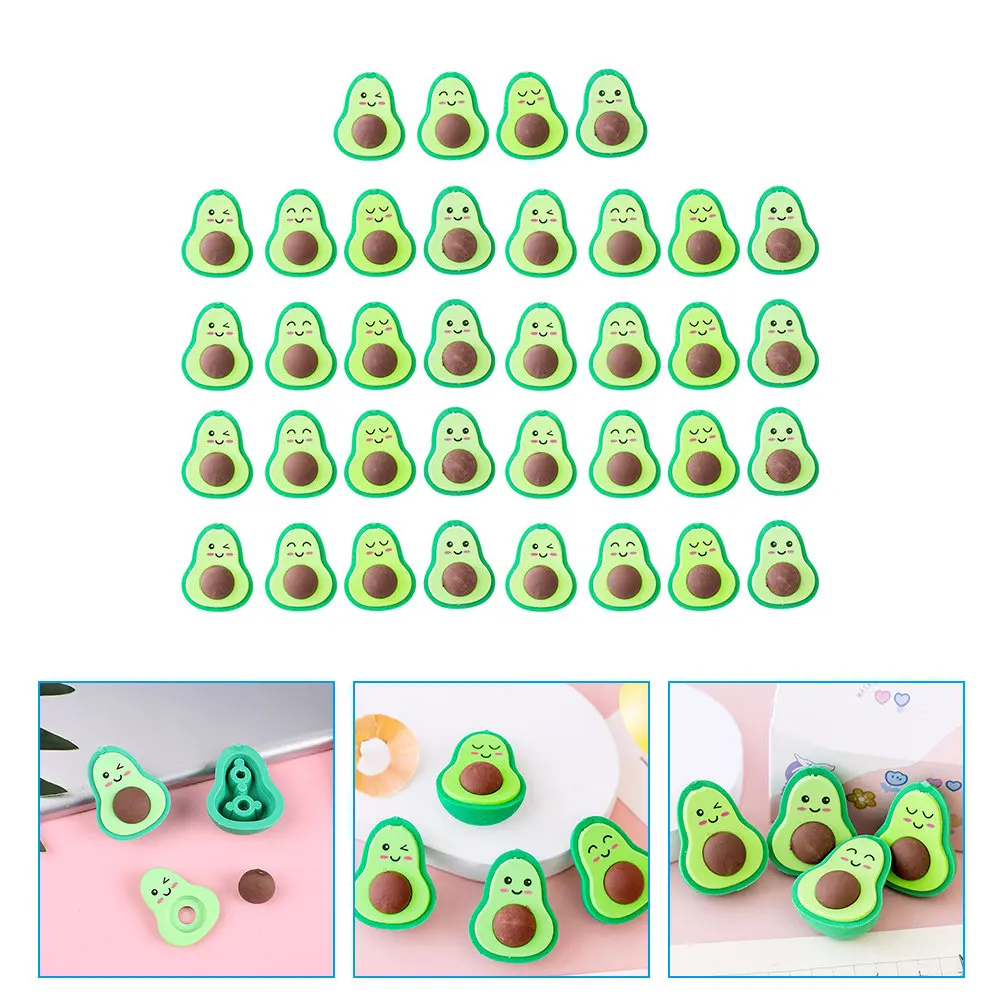 

36Pcs Cartoon Avocados Erasers Small Lovely Erasers for Students School Classroom Educational Stationery Bulk