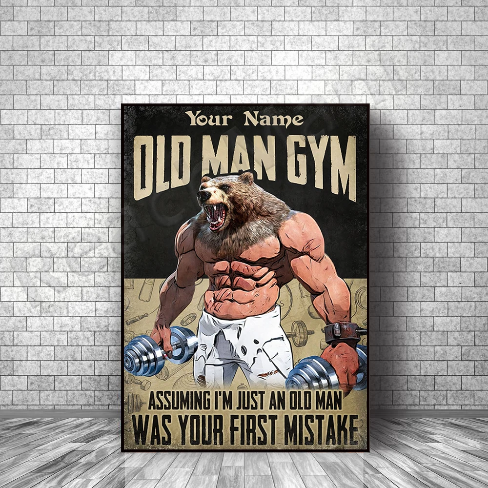 Gym for the Elderly Assume I'm Just an Elderly Poster, Bear Gym Poster, Gym Home Decor, Bear Gym Poster, Gym Canvas.