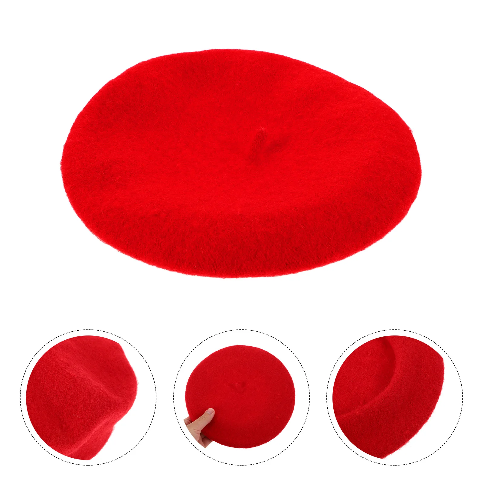 

Kids Hats Girls French Knitted Cap Red Small Toddler Hat Parent-Child Matching Children'S Woolen Beret Cap Warm Faux Wool Red