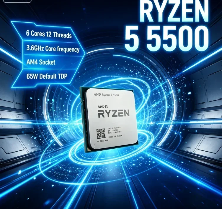 AMD R5 5500 Light Short Video Clip Editing CPU 6 Core 12 Thread 4.2GHz AM4 16MB L3 Cache 65W Creation Processor No Cooler view 3