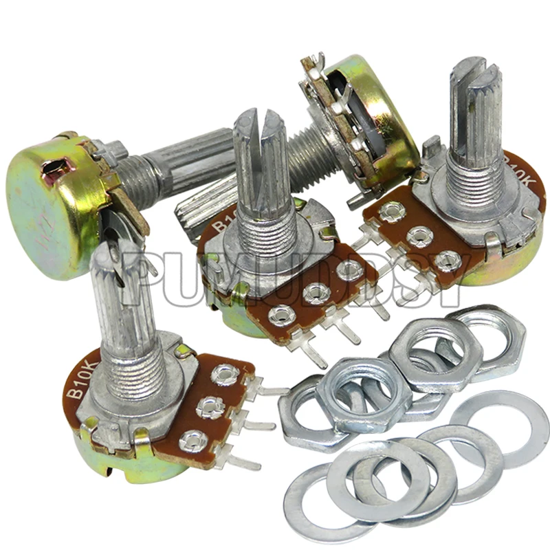 5PCS WH148 B1K B2K B5K B10K B20K B50K B100K B500K 3Pin 20mm Shaft Amplifier Dual Stereo Potentiometer 1K 2K 5K 10K 50K 100K 500K