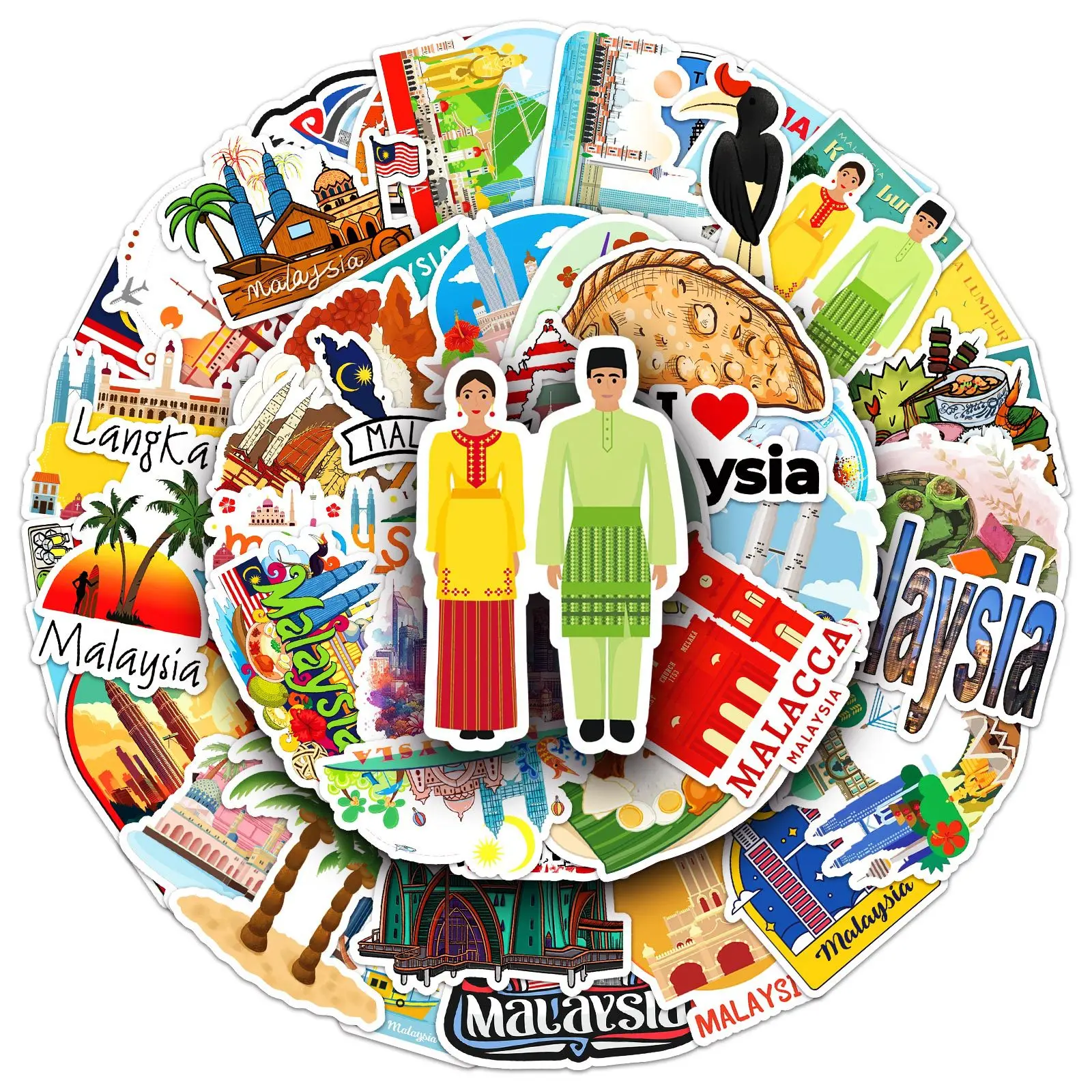 

50PCS Malaysia Outdoor Travel Graffiti Cartoon Creative Decoration Water Cup Guitar Stationery Box Laptop Waterproof Decal Toy