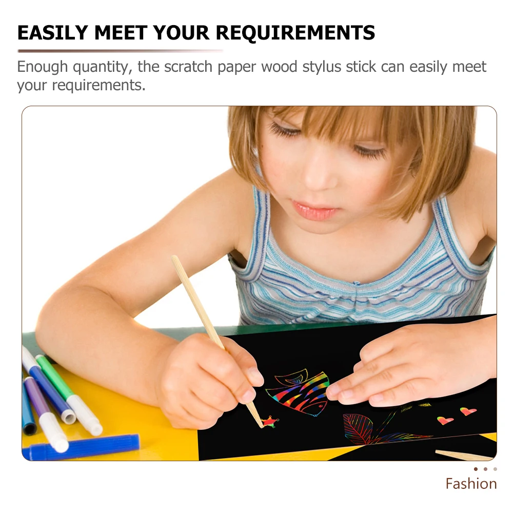 

100 pcs Wooden Stylus For Scratch Paper Double-Ended Durable Drawing Tool Smooth Surface Easy To Use Scratch Paper Wooden Stylus