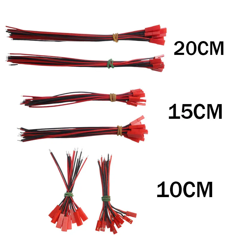 

10Pcs 10/15/20CM AWG JST Plug Connector 2 Pin Male Female Plug Connector Cable Wire for LED Strip Lights RC Toys Battery Adapter