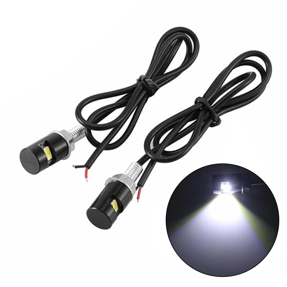 2pcs Car Motorcycle Number License Plate Lights 12V LED Auto Tail Bolt Lamps Mini Turn Signal Eagle-Eye Shape Tail Rear Light