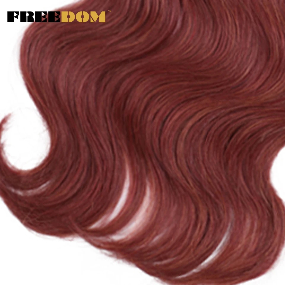 الحرية الاصطناعية الجسم موجة الكروشيه الشعر لينة ذيل حصان شعر مستعار متموج 24 بوصة 300 جرام/حزمة أومبير الزنجبيل تجديل وصلات شعر #5