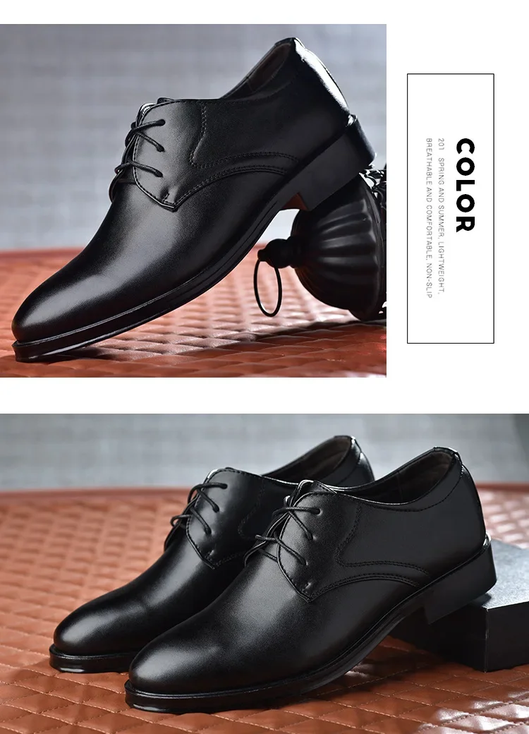 Herren Formelle Lederschuhe Klassischer Stil Herbst Loafer Runde Zehenkappe Atmungsaktiv Rutschfest Business Anzug Hochzeit Büro Freizeitschuhe – Detail 7