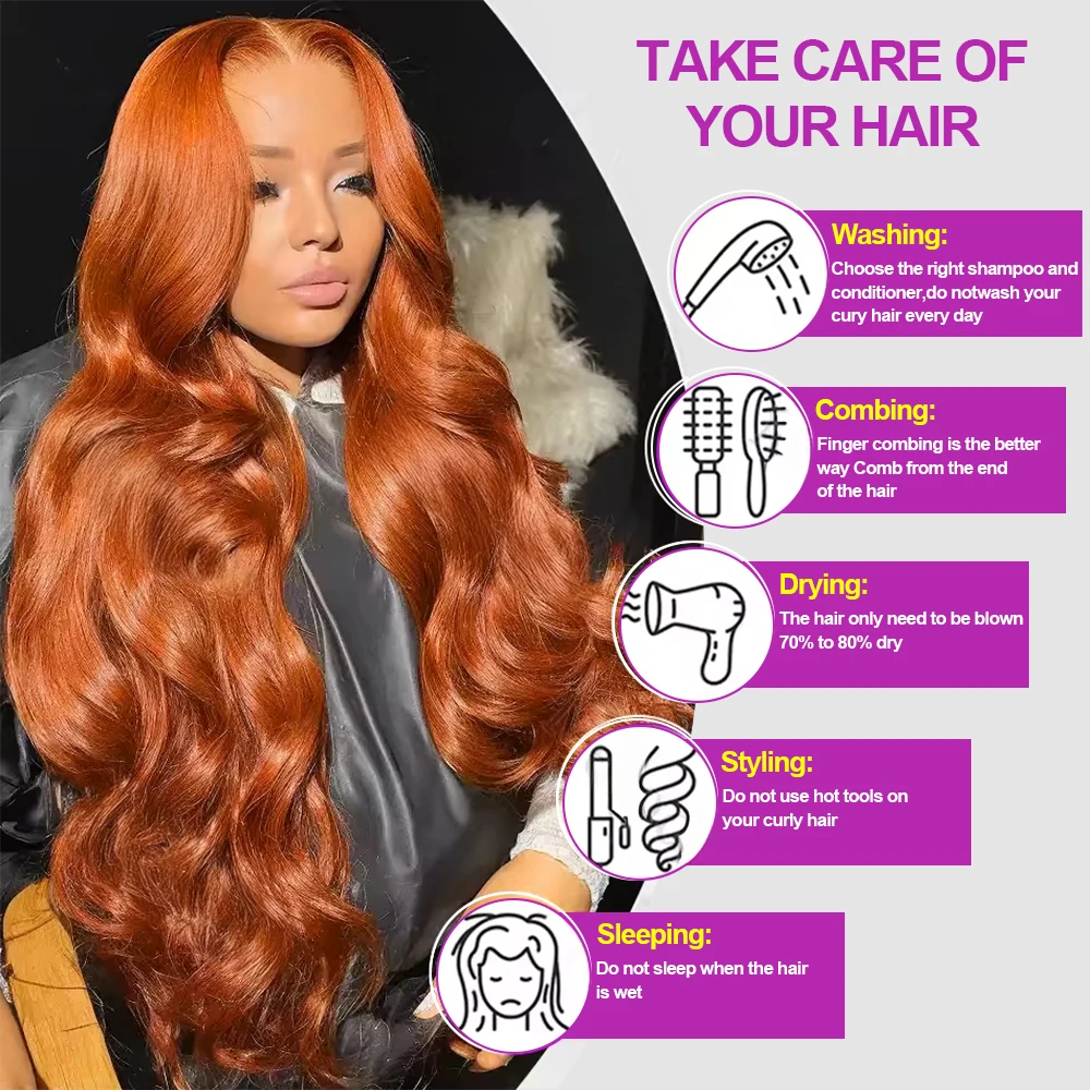 Ginger Body Wave 13x4 Lace Front Wigs Human Hair Wet and Wavy Wigs for Women Wavy Lace Front Wigs Pre Plucked with Baby Hair