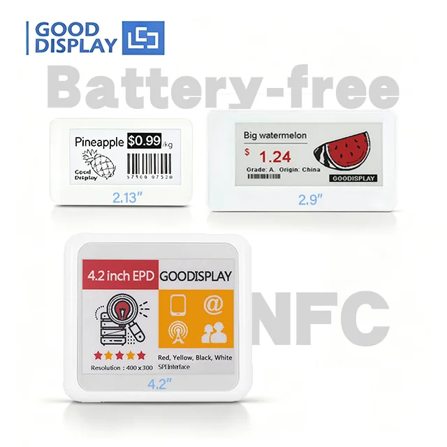 

Passive NFC-Powered Colorful E-Paper Display ESL Wireless No Battery Eink Tag 2.13" 2.9" 4.2" 7.5"