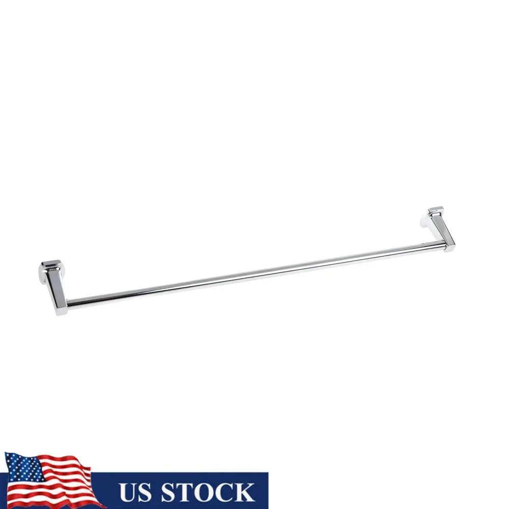 

24 Inch Wall Mount Towel Bar Square Design Chrome Finish Steel Bathroom Hardware Rust Resistant Easy Install