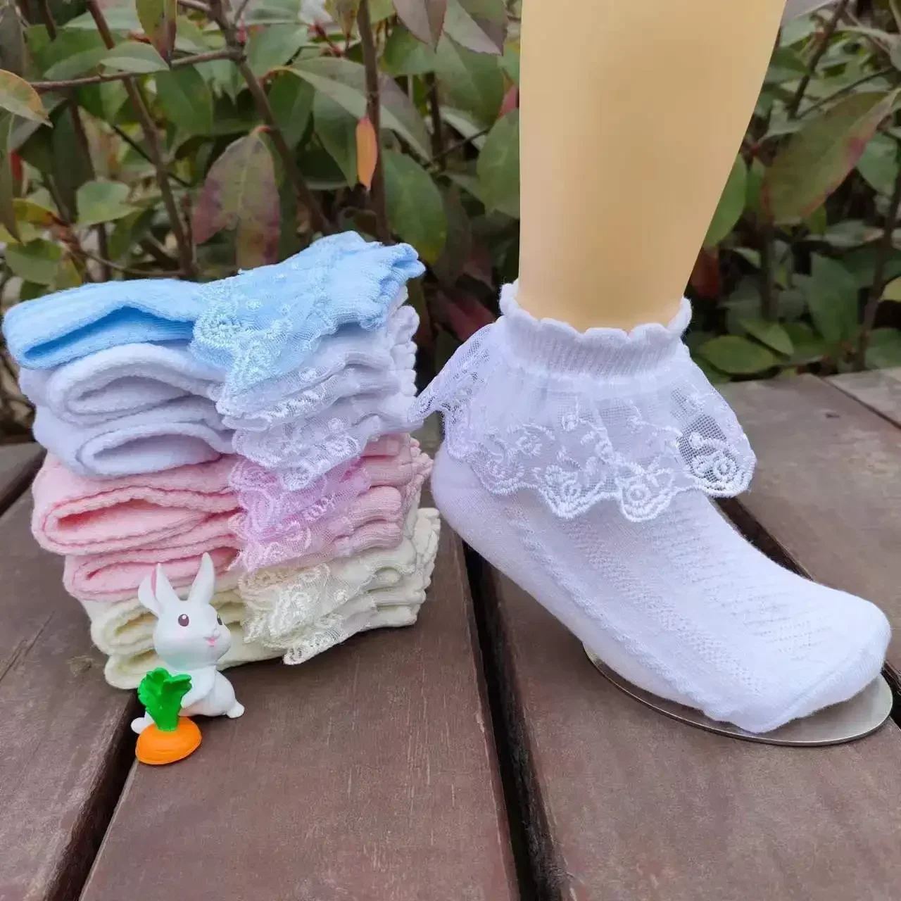 Summer Spring Thin Short Ankle Stitch Floor Socks Girls Princess Mesh White Socks with Lace Ruffles for Infant Baby Kids Toddler