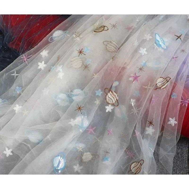 

New Exquisite Sequins, Lace Embroidery, Mesh Fabric, Clothing and Garment Fabric, Fluffy Skirt,Handmade DIY Decorative Materials