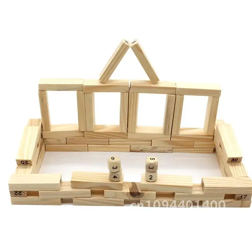 54 pz/set Torre di Legno Building Blocks Giocattolo Arcobaleno Domino Stacker Gioco Da Tavolo Pieghe di Alta Montessori Giocattoli Educativi Per Bambini