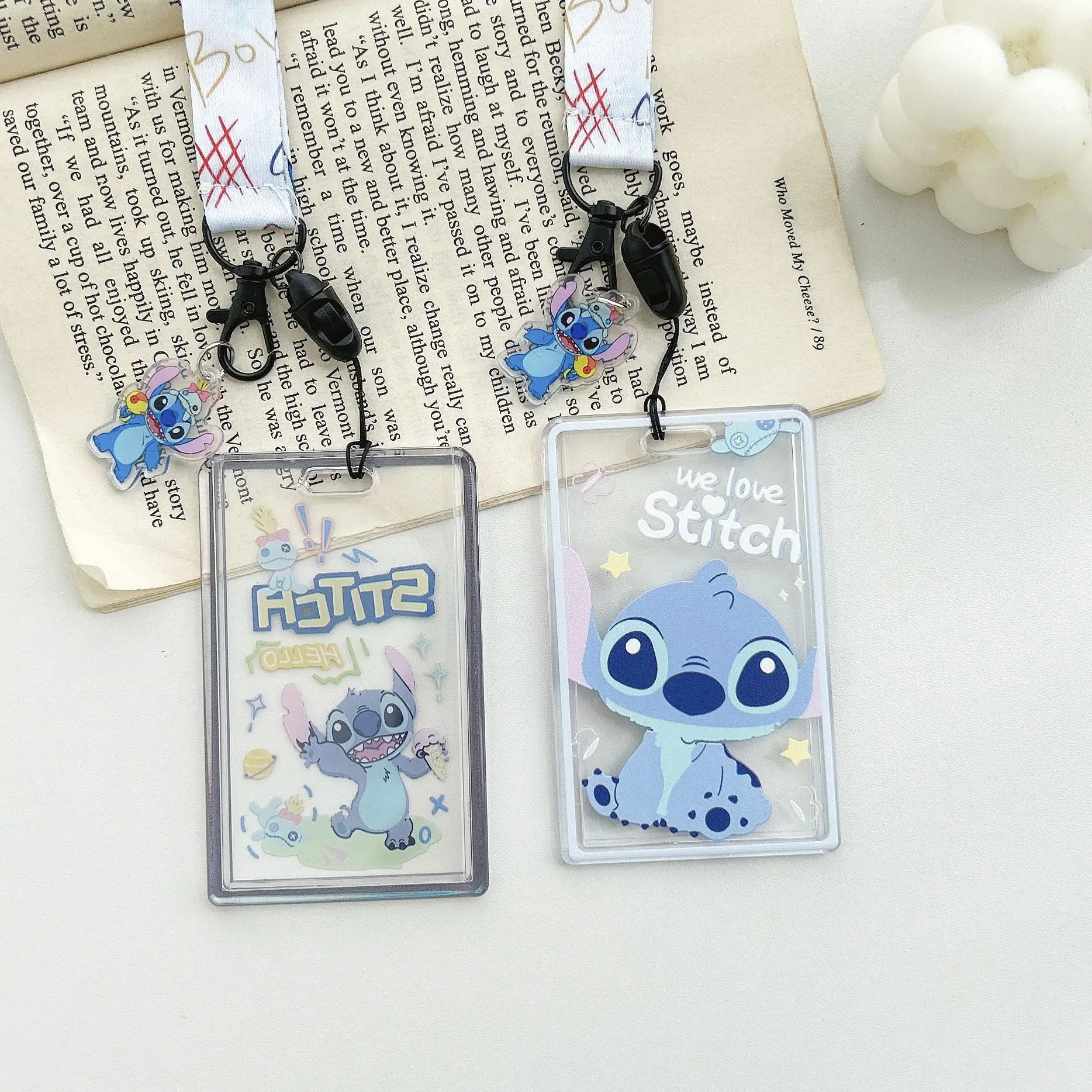 かわいいステッチカードホルダー漫画アニメストラップカードカバ - Lanyard Badge Holder のレビューと価格