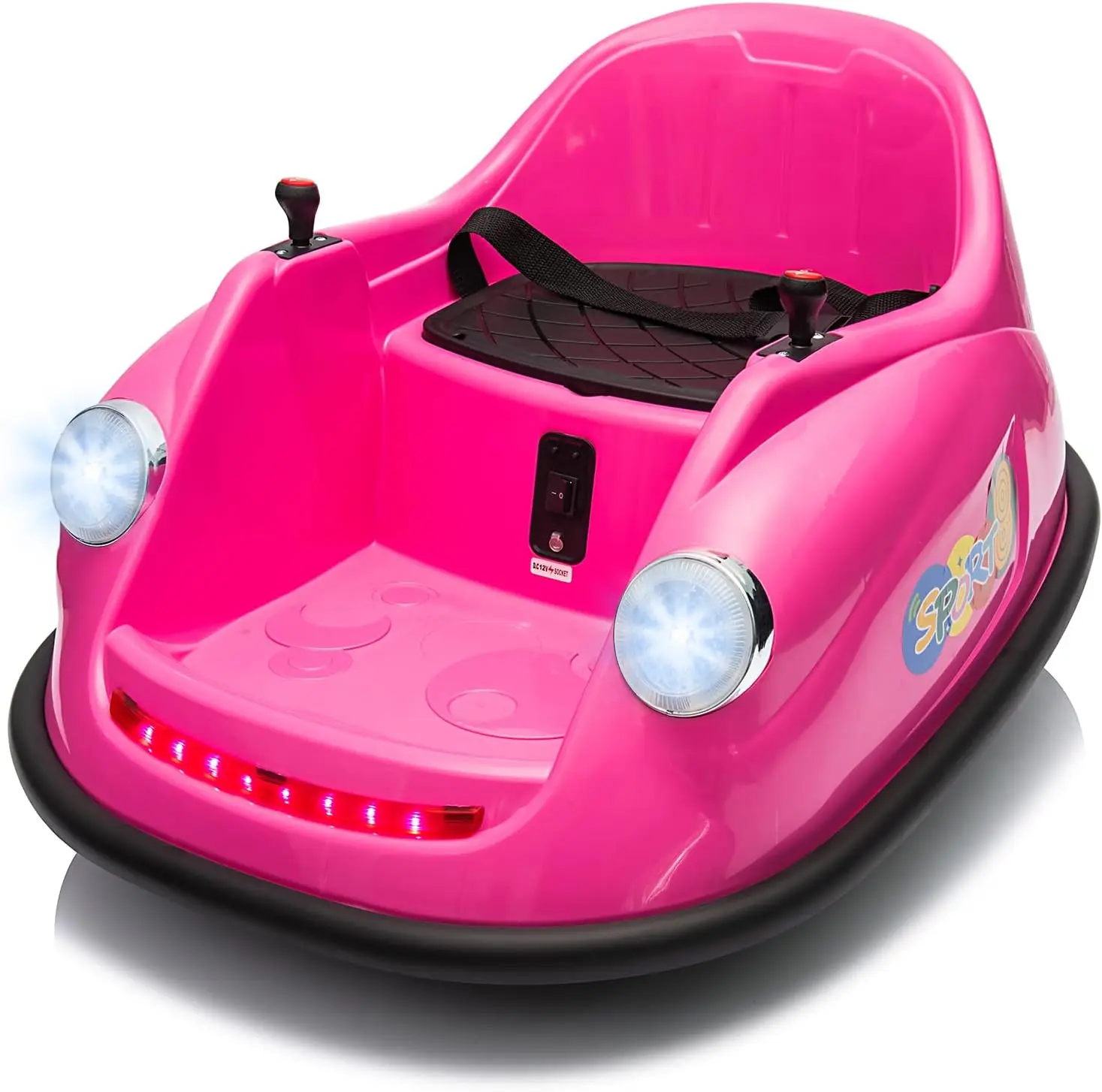 سيارة ممتصة للصدمات للأطفال 12 فولت مع جهاز تحكم عن بعد، ركوب كهربائي على السيارة للأطفال الصغار مع 360 درجة °   موسيقى دوارة وعجلات LED للاستخدام الداخلي/الخارجي
