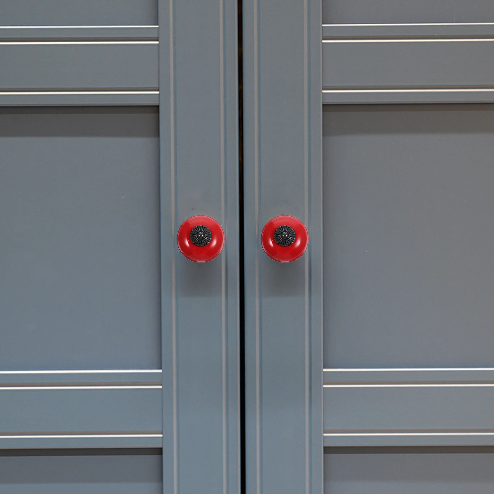 

5pcs Red Round Ceramic Door Knobs 38x38mm Metal Screw Cabinet Drawer Handle Durable Hard Pull For Wardrobe Cupboard Bin Chest