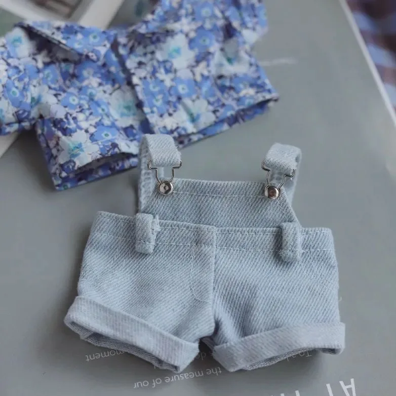 ملابس دمى قطنية 20 سم، قميص، طقم سراويل بحمالات، يمكن تغيير الدمى، سمات تنكرية، أكمام قصيرة صيفية