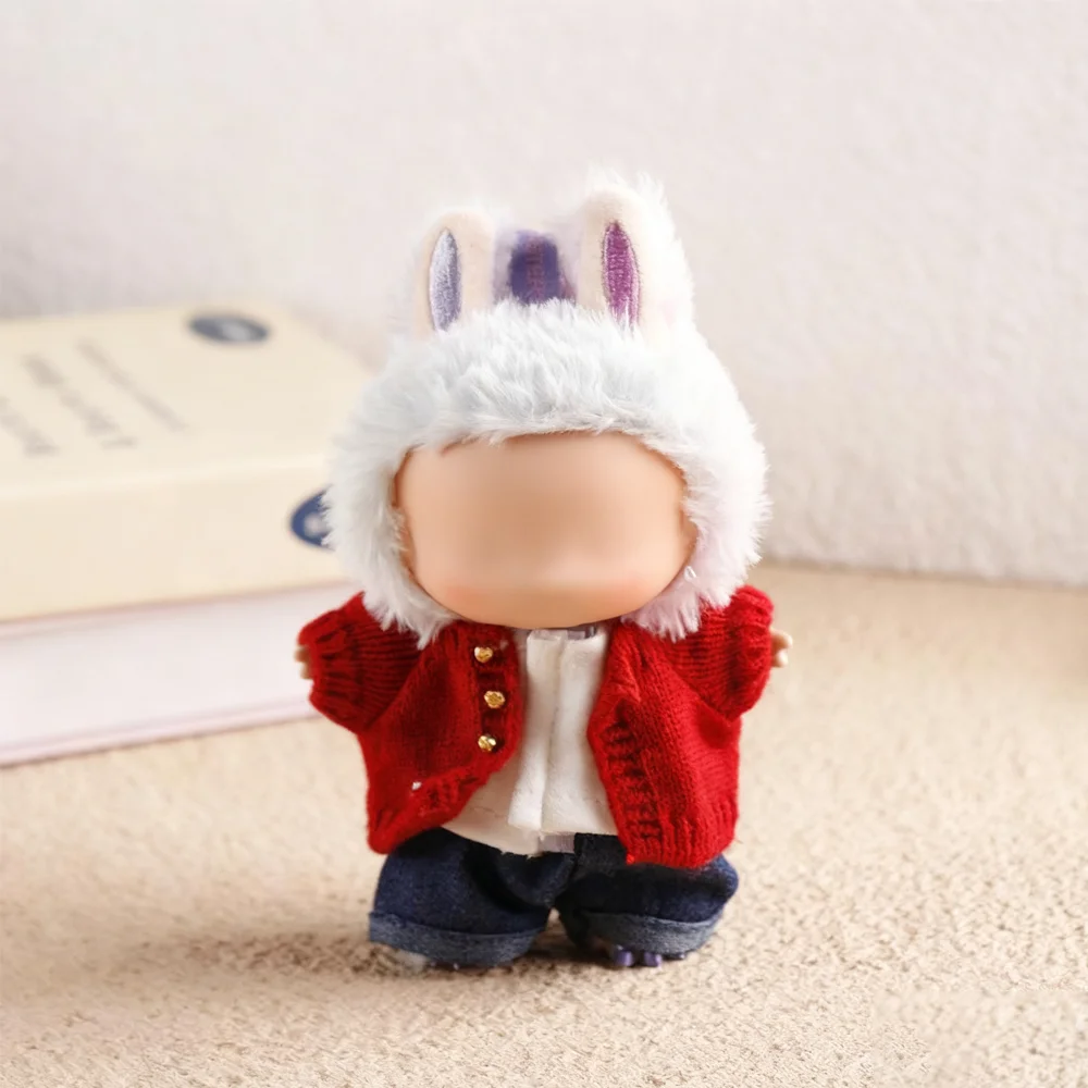 

17 см милая мини-плюшевая кукольная одежда, аксессуары для кукол Labubu, вязаный свитер, 3 шт., аксессуары для кукольной одежды «сделай сам»