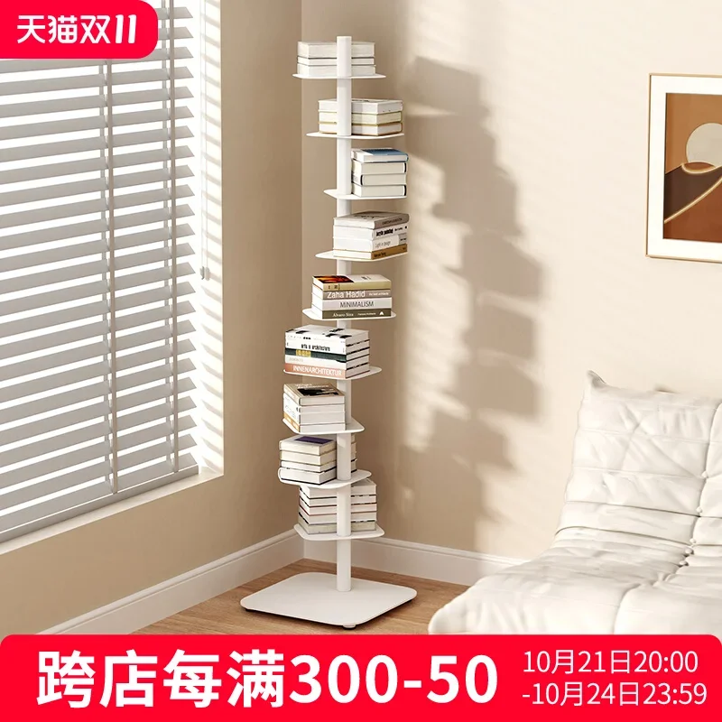 

Bookshelf Floor-to-ceiling shelf Multifunctional space-saving creative rotating invisible bookshelf Simple vertical wrought iron