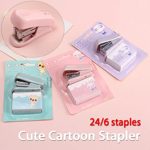 Mini grapadora portátil bonita, 400 Uds., grapadora de Clips estándar 24/6, capacidad de papel de 20 hojas, grapadora de escritorio de oficina