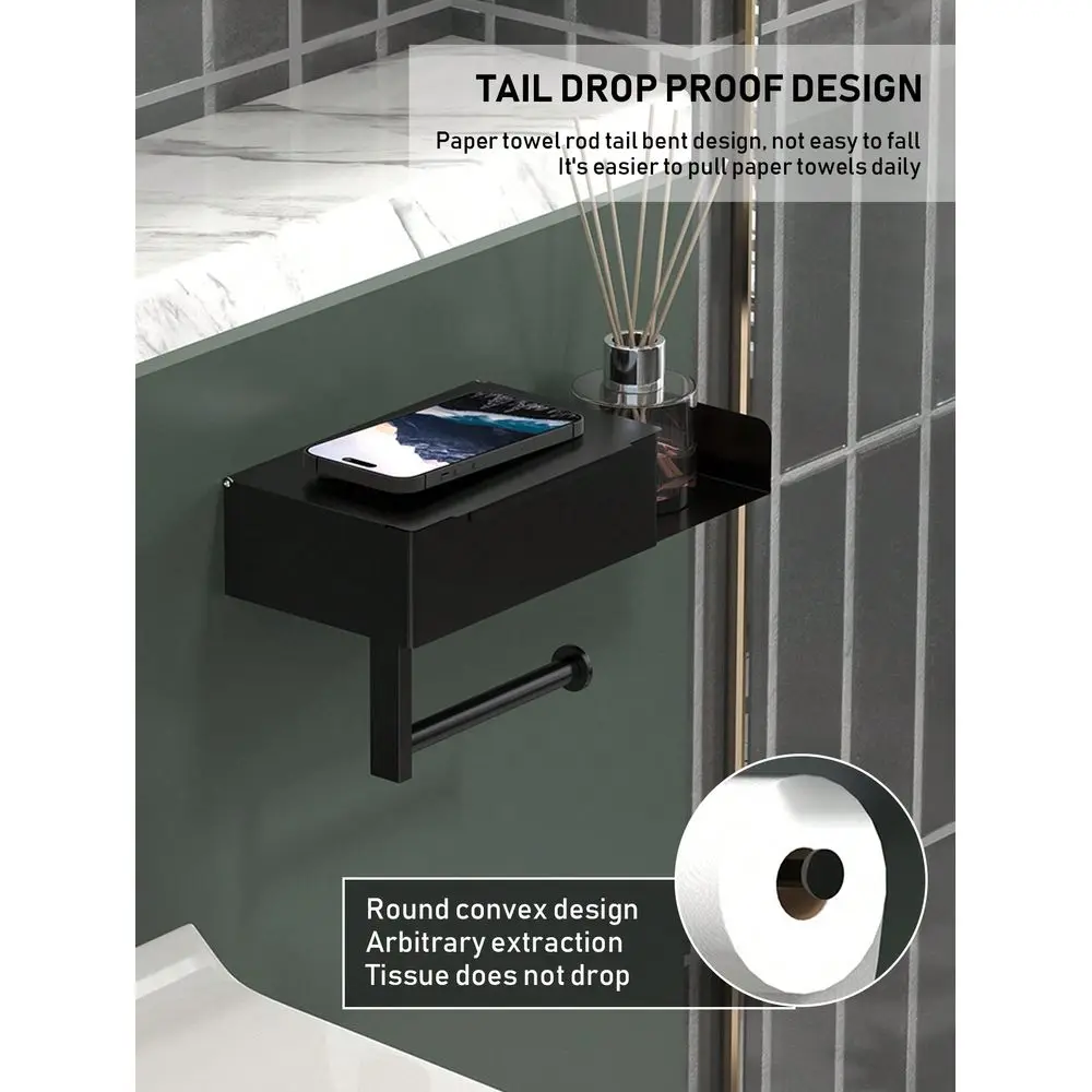 

Toilet Paper Holder With Wet Wipe Box Storage Shelf, SelfAdhesive Wall Mounted Bathroom Organizer, Toilet Paper Roll Rack, Perf