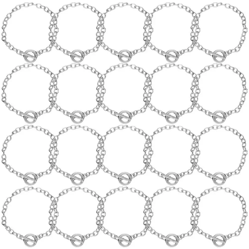 

20 Pcs O-shaped Chain Bracelet Link Silver Alloy Women Charm Making Kit Bulk Charms Bracelet Supplies Jewelry Crafts