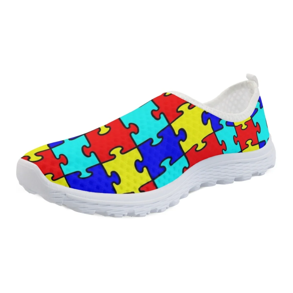 Autism Awareness Printed Women Shoes Air Mesh Teens Dirt Resistant Girls Female Comfortable Flat Walking Running Sneakers Custom