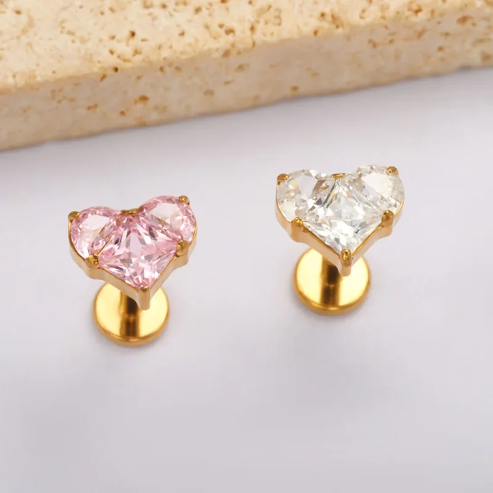 ASTM F136 Titanium Alloy 2026 Implant-Grade Zirconia Ear Cartilage Lip Stud Fashion Earring Body Piercing Jewelry for Women view 4