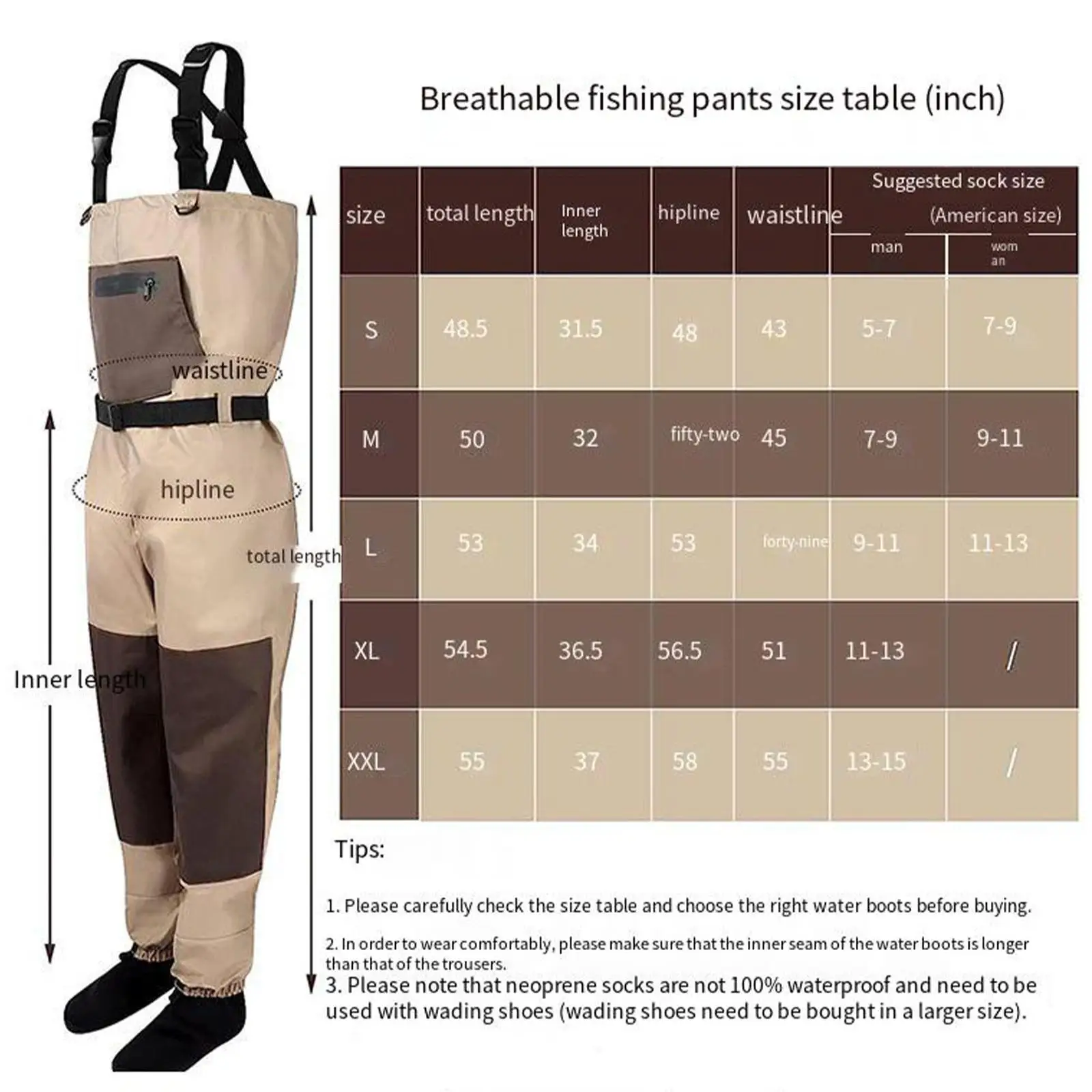 Wader Pancing Wader Dada 3 Lapis Neoprene Tahan Air dengan Saku Penyimpanan