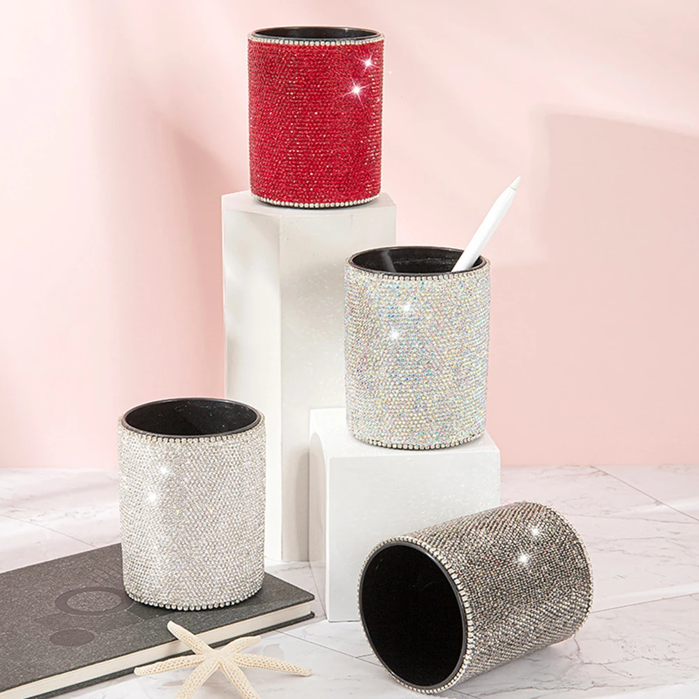 

Rhinestone Pen Holder Sturdy Marker Organizer for Desk Cute Cup and Pencil Rhinestones Decorative Shiny Stationery
