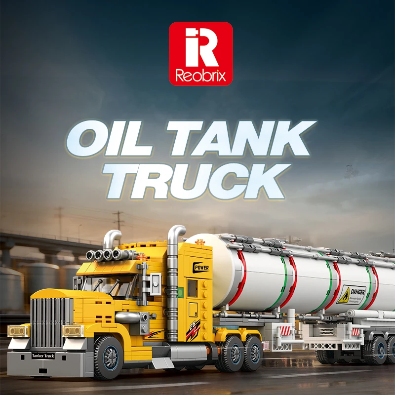 1119PCS American Conventional Truck Building Blocks Oil Tanker Trailer Model Bricks Desktop Display Ornaments Puzzle Toy Gifts