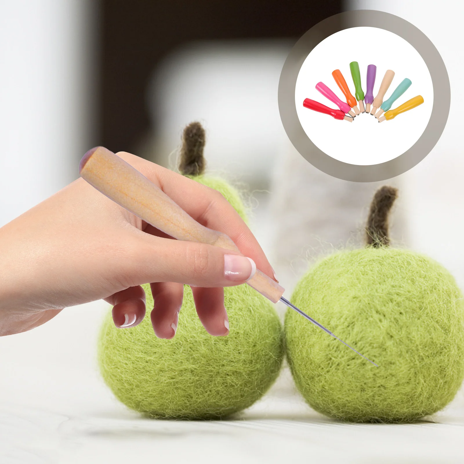 

8Pcs Felting Needle Set Durable Wooden Handle DIY Wool Felt Craft Tool Needle Felting Supplies Stitch Punch DIY Knitting Needles