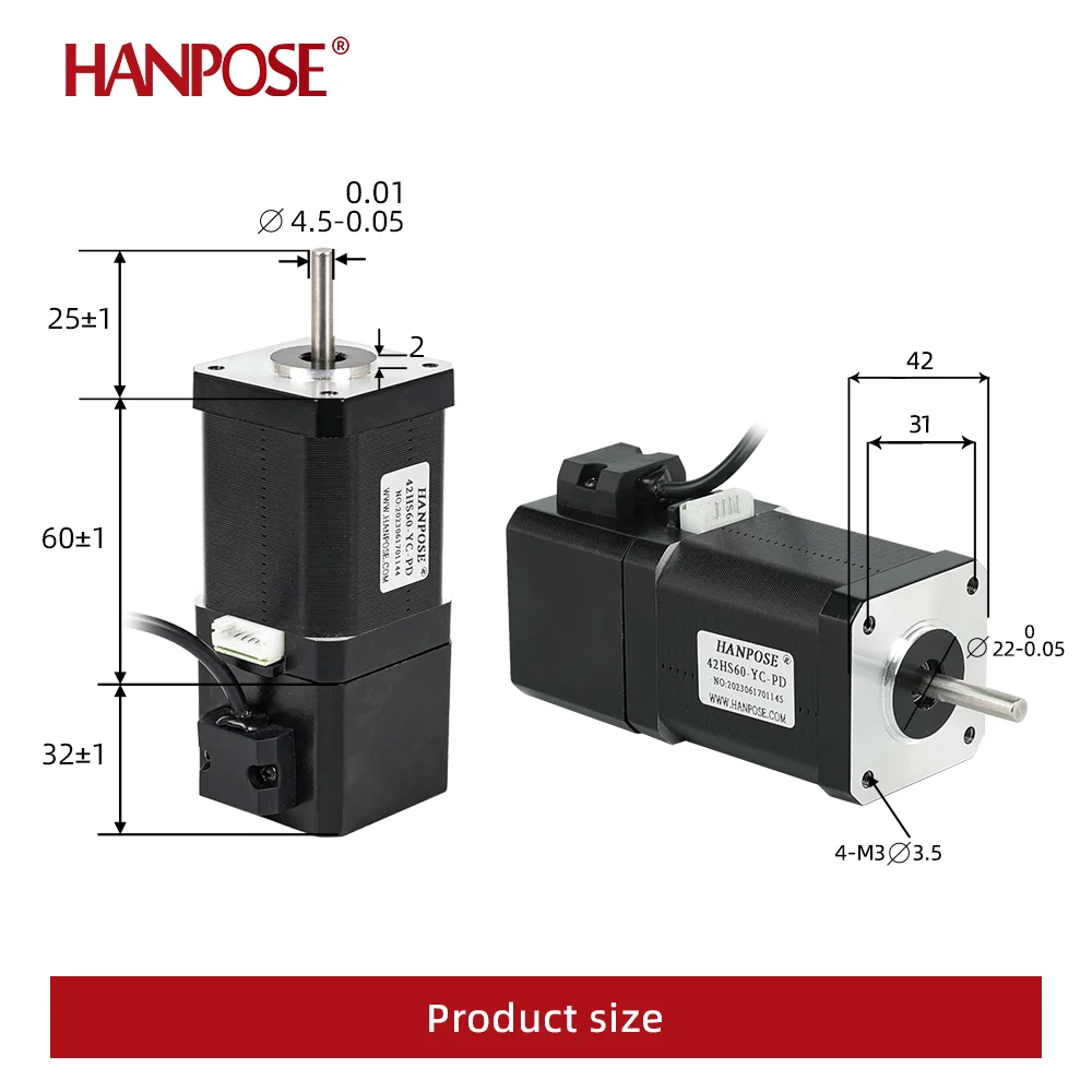 NEMA17 Stepper Motor 2 phase 4-Leads 1.7A 70N.cm 60mm 42HS60-YC-PD for CNC worm wheel edging Permanent magnet 12v Stepper Motor