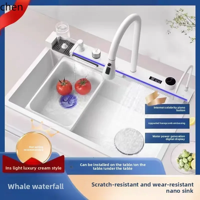 DSA304 Stainless Steel Sink Piano Key Digital Display Multi-Functional Kitchen Vegetable Washing Sink