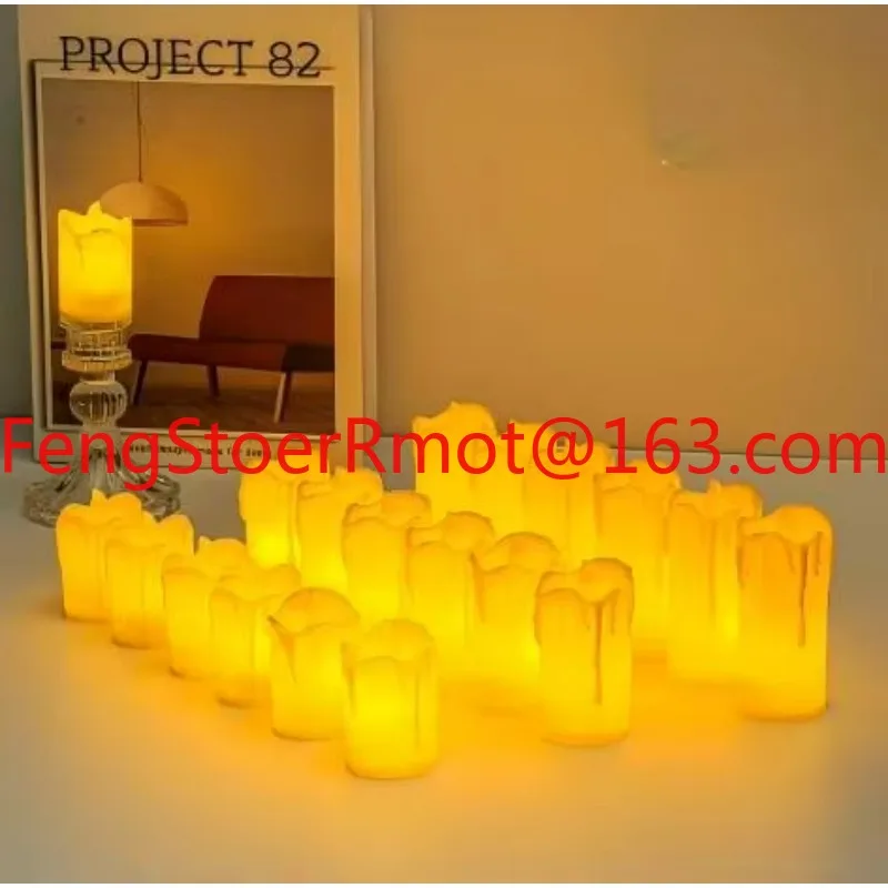 Colored light-emitting diode star pattern flameless pillar candle battery operation button control plastic home