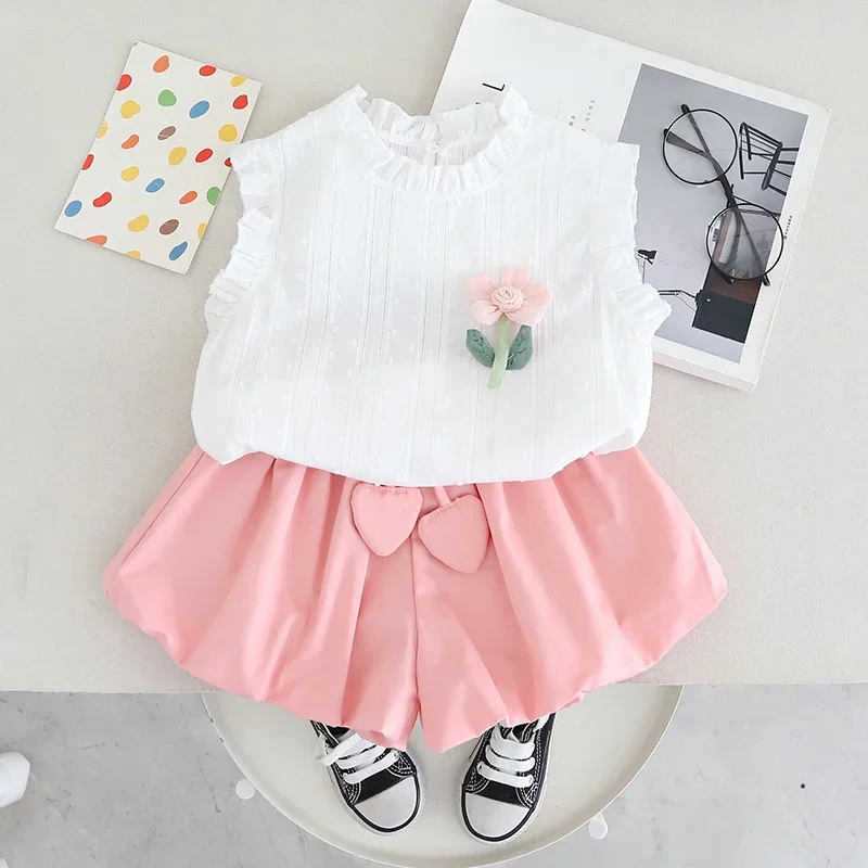

New Summer Baby Clothes Suit Children Vest Shorts 2Pcs/Sets Kids Girls Clothing Infant Fashion Casual Costume Toddler Tracksuits