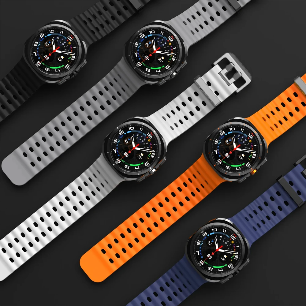 Correa Original para Samsung Galaxy watch Ultra, accesorios de 47mm, pulsera deportiva de silicona marina, Correa Galaxy watch 7 Ultra Band