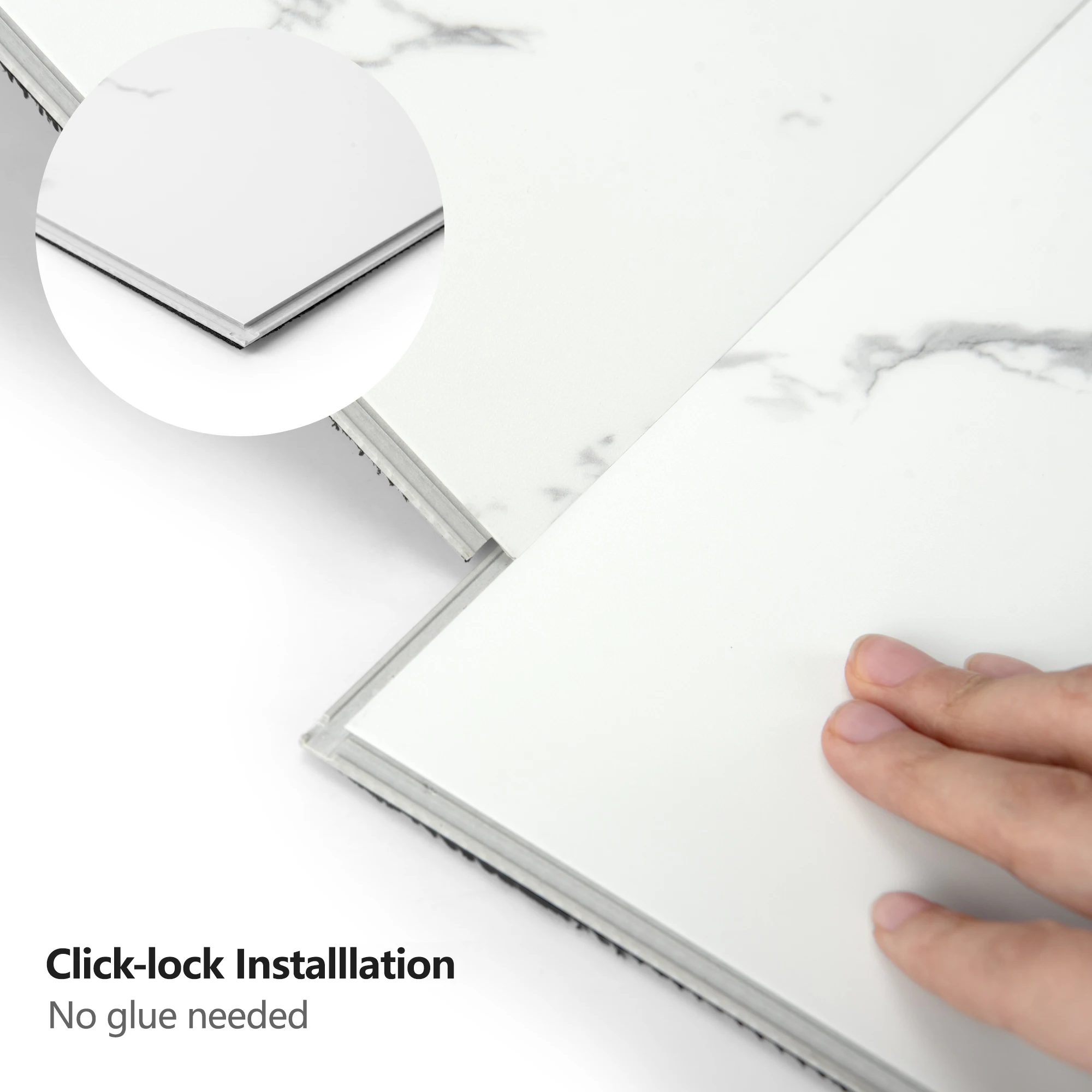 Art3d 12Pack 24''x12'' Click-lock Vinyl Plank Flooring marble grain texture Look,covers 24 Sq.ft