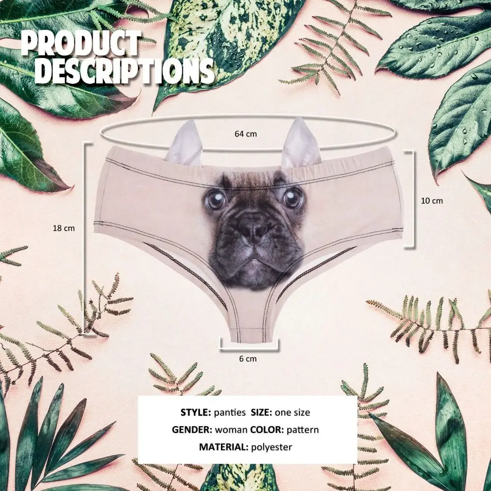 Dámské spodní prádlo s 3D potiskem zvířat, pohodlné, prodyšné, zavinovací, na zadek - náhled 6