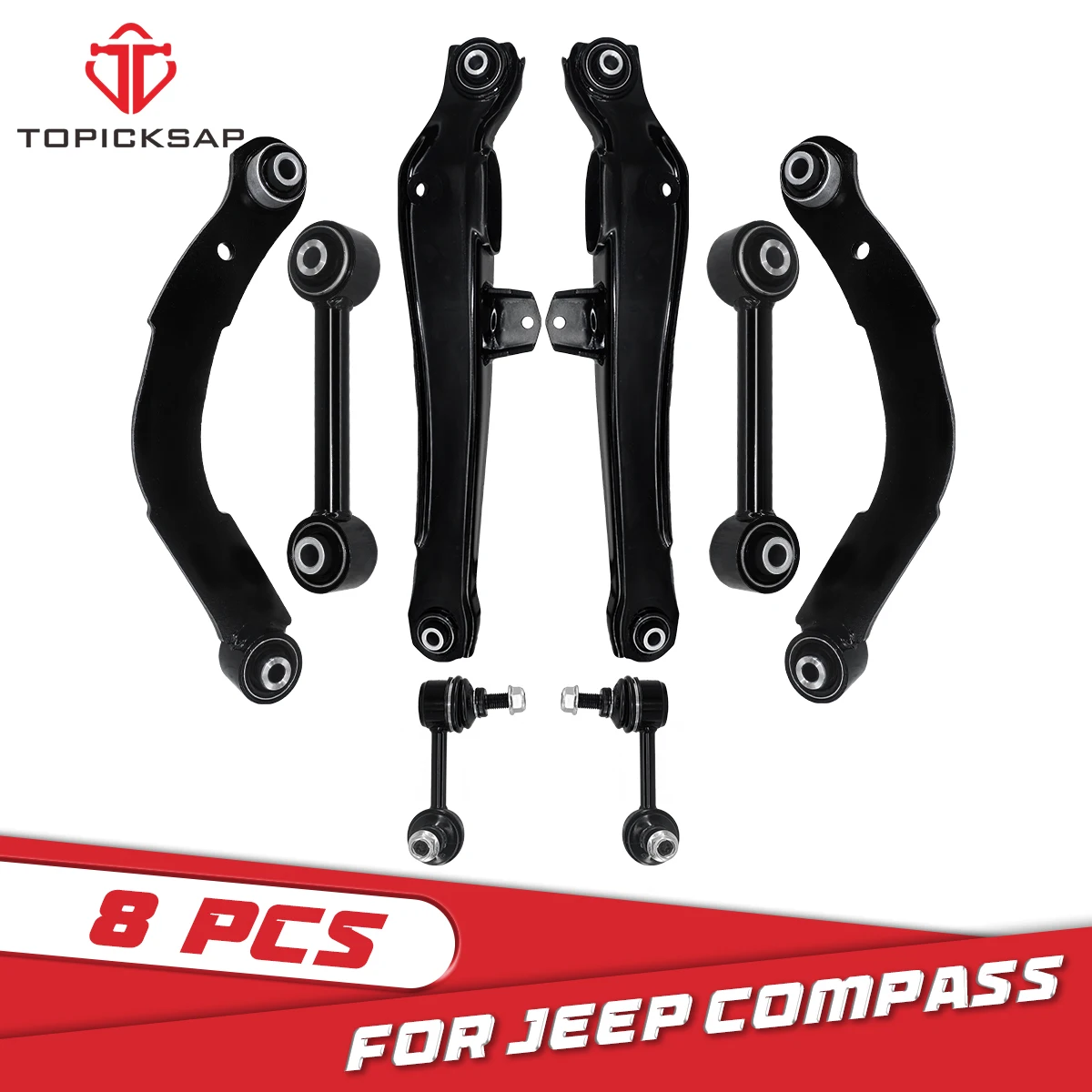 TOPICKSAP Rear Upper Control Arms & Rear Sway Bar Links for Jeep Compass Patriot Dodge Caliber 2007 2008 2009 2010 2011 2012