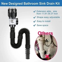 Stainless Steel Basin Drain Pipe Set Odor Proof Wall Mount Drainage for Kitchen Bathroom Sink with Strainer Basket Accessories ﻿