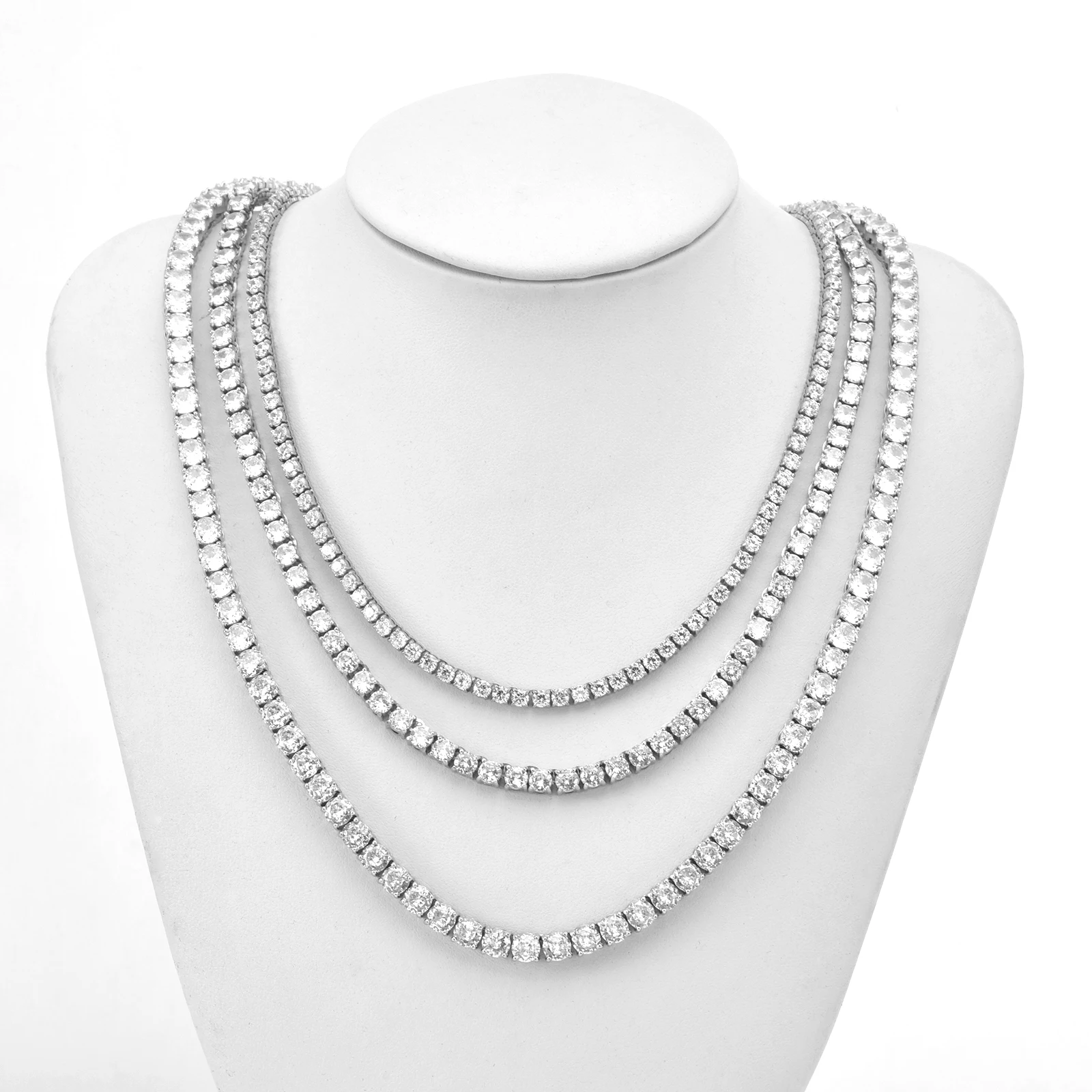 

SDA Высокое качество 3 мм/4 мм 5A циркон теннисная цепочка браслеты ожерелье круглый циркон из нержавеющей стали ювелирные изделия для мужчин и женщин подарок