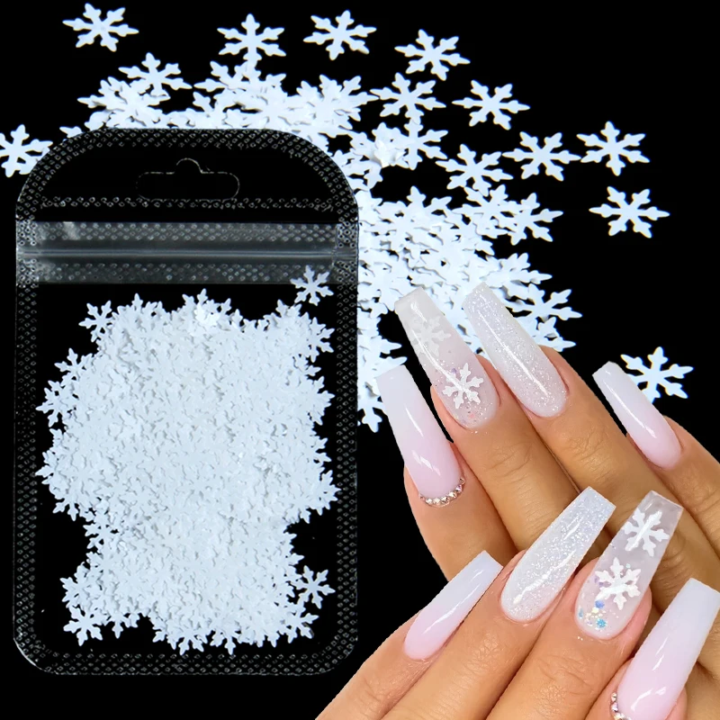 2g Snowflakes Sequin Nail Art Glitter Flakes Decoration Holographic Snow Flake Nail Charms Design DIY Manicure Nails Accessories