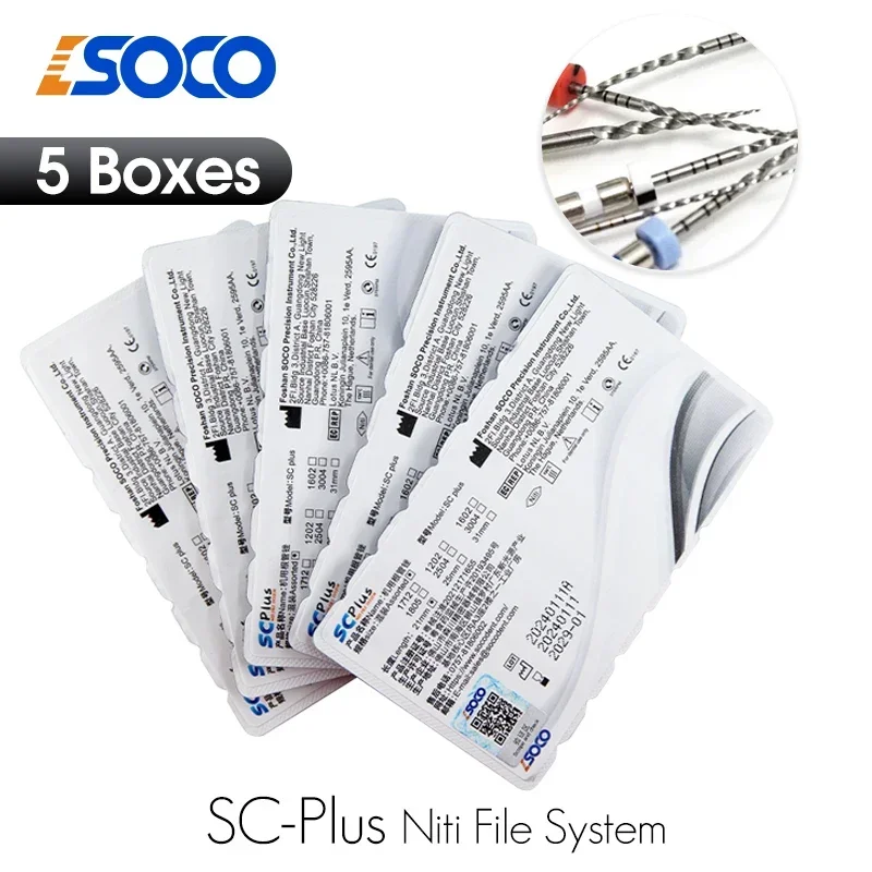 COXO SOCO PLUS 5Boxes Dental Rotary Files Activated Root Canal File Dentist Tools Endodontic Material Super-Strong Cutting Force